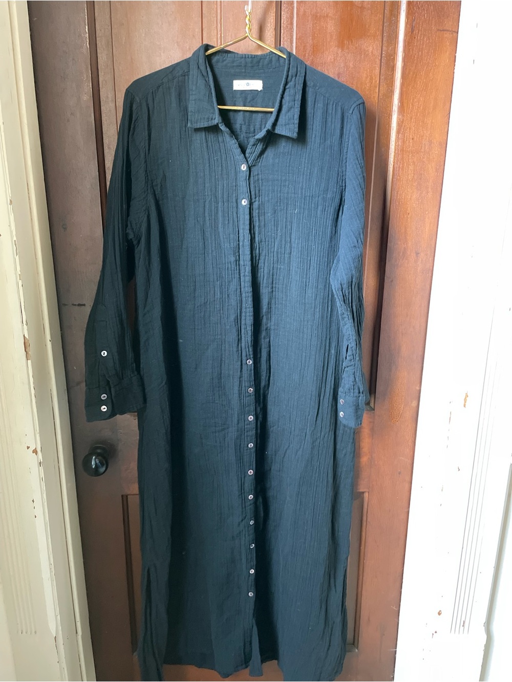Natural Life women's large black button down 100% Cotton maxi dress